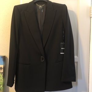DKNY Blazer Black Size 12 Work Wear Snap Button